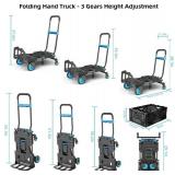 Folding Hand Truck 330 lb Capacity, 2-in-1 Foldable Dolly with Wheels, Adjustable Handle