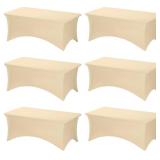 Fixwal 6 Pack 6ft Champagne Spandex Fitted Table Cover, Rectangle, Wrinkle-Free, Stretch