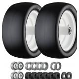 Cubesprings 13x6.50-6 Mower Tires, Flat-Free Front, 3/4, 5/8, 1/2 Bearings, White Rim, 2Pack