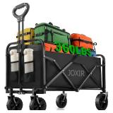 Collapsible Wagon Cart Foldable 120L 360lbs Capacity, Lightweight Portable Beach Wagon, Shopping Carts with Wheels for Grocery, Camping, Shopping, Garden Cart