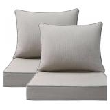 $170 Unimatta Sunbrella Outdoor Patio Chair Cushions Set, 24" x 24", Set of 2, Water-Repellent, Fade Resistant, Deep Seat Cushion for Backyard, Couch, Sofa and Patio Furniture, Specrtum Pebble