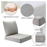 $170 Unimatta Sunbrella Outdoor Patio Chair Cushions Set, 24" x 24", Set of 2, Water-Repellent, Fade Resistant, Deep Seat Cushion for Backyard, Couch, Sofa and Patio Furniture, Specrtum Pebble