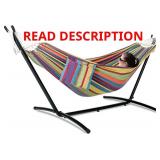 GAFETE Double Hammock with Stand for Outside, Upgraded Spreader Bar, Heavy Duty Space Saving Steel Stand 2 Person, Side Pockets, Easy Assembly, 600lbs Weight Capacity, Indoor & Outdoor (Classic Red)