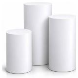 $300 Crafts Central White Metal Cylinder Pedestal Stands - 3 Pieces Stands - White Party Stands for Wedding Party, Babyshower and Events - 36