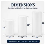 $300 Crafts Central White Metal Cylinder Pedestal Stands - 3 Pieces Stands - White Party Stands for Wedding Party, Babyshower and Events - 36