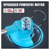 Weed Wacker, Cordless String Trimmer 21V with 2 Batteries 2.0Ah, 2 Types Metal Blades Powered Grass Trimmer, Pruning Shears, Adjustable Pole Weed Trimmer for Garden and Yard Lawn, Blue