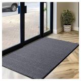 MaxMat  Extra Large Commercial Floor Mat, 3 x 5 Feet Rubber Border Heavy Duty Made in USA Commercial Door Mat, Waterproof, Low-Profile, Easy to Clean, Rubber Entry Mudroom Rug (Charcoal Grey)