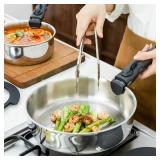 $190 ROYDX 20pcs Tri-Ply Stainless Steel Cookware Set, 18/10 Stainless Steel Pots and Pans Set with Detachable Handle Cookware Set, PFOA Free, for All Stoves, Space Saving Induction Oven Safe