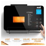 $130 KBS Pro 710W 2LB Bread Maker, Stainless Steel 17-in-1 Smart Bread Machine with Healthy Ceramic Pan, Automatic Nut Dispenser, Tempered Glass Touch Panel, 3 Crust Colors, 15H Timer& Keep-Warm, Reci