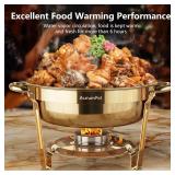 $190 Chafing Dishes for Buffet 4 Pack, 6QT Food Warmers for Parties Buffet, Christmas Gatherings Elegant All-Gold Colors Stainless Steel Round Chafing Dish Buffet Set,Buffet Servers and Warmers