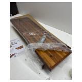 TIDITA Acacia 36 Inch Large Charcuterie Boards for Party with Cheese Knife Set of 4   Acacia Wood Serving Tray with Handles, Long Charcuterie Board, Wooden Cheese Board