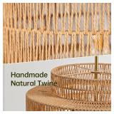 $140 4-Light Boho Rattan Chandelier Light Fixture, 17.7  Hand Woven Rustic Chandeliers Farmhouse Chandelier Hanging Light for Dining Room Kitchen Island, Living Room, Foyer