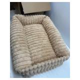 Bedsure ComfyFleece  Washable Dog Bed for Medium Dogs - Cute Furry Puppy Beds, Rectangle Orthopedic Corduroy Fleece Pet Beds with Removable Zipper Cover, 30x24x8inches, Sandy Beige