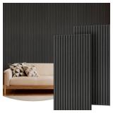 TONOR Wood Slatwall Panels, 2 Pack 47.2" x 23.6"/ 120 x60cm(15.5ft ) Acoustic Wall Panels, Wood Slat Acoustic Panels for Noise Cancelling and Wall D cor Living Room, Bedroom, Home Decor, Office, Black