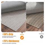 Non-Slip Rug Pad 9x12 Ft   9 x 12 Ventilated PVC Mesh Underlay for Hardwood & Tile Floors, Easy-Cut Anti-Skid Carpet Gripper for Living Room Area Rugs