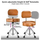 $140 Four-Legged Hydraulic Drum Stool, Anti-Shake Rectangular Base + Memory Foam Cushion, Suitable for Double bass Drum Playing and Intense Performances-Brown Leather 1