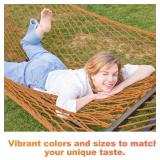 GAFETE 12ft Double Hammocks for Outside, Handwoven Traditional Cotton Rope 2 Person Hammock with Hardwood Spreader Bar, Chains & Hooks for Indoor Outdoor, Max 450 lbs Capacity (Coffee Brown, Medium)
