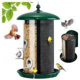 Veehoo Hanging Bird Feeder for Outdoors, 3 in 1 Large Capacity Metal Mesh Tube Bird Feeder for Thistle Nyjer Peanut, Wild Triple Finch Cardinal Feeders 6 lbs Seed Capacity for Outside