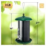 Veehoo Hanging Bird Feeder for Outdoors, 3 in 1 Large Capacity Metal Mesh Tube Bird Feeder for Thistle Nyjer Peanut, Wild Triple Finch Cardinal Feeders 6 lbs Seed Capacity for Outside