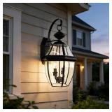 $130 Outdoor Wall Lights, 20inch Large Exterior Lighting Fixtures, 2 Light Waterproof Wall Sconce with Glass Shades, Aluminium Outside Lanterns for Porch Farmhouse Patio Doorway Yard (E12 Base Max 60W