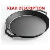 LI-GELISI 18-inch cast iron frying pan with double auxiliary handles, nitrogen-treated for rust resistance, suitable for stoves/grills/campfires, heavy-duty outdoor cooking pan