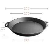 LI-GELISI 18-inch cast iron frying pan with double auxiliary handles, nitrogen-treated for rust resistance, suitable for stoves/grills/campfires, heavy-duty outdoor cooking pan