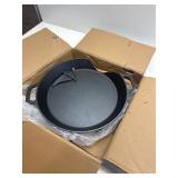 LI-GELISI 18-inch cast iron frying pan with double auxiliary handles, nitrogen-treated for rust resistance, suitable for stoves/grills/campfires, heavy-duty outdoor cooking pan