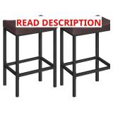 HOOBRO Bar Chairs, Set of 2 Counter Height Saddle Stools with Curved Surface, 24.8 Inches, 2.4" Thick Upholstery, for Kitchen and Dining Room, Brown and Black BC10BY01