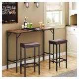 HOOBRO Bar Chairs, Set of 2 Counter Height Saddle Stools with Curved Surface, 24.8 Inches, 2.4" Thick Upholstery, for Kitchen and Dining Room, Brown and Black BC10BY01
