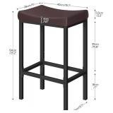 HOOBRO Bar Chairs, Set of 2 Counter Height Saddle Stools with Curved Surface, 24.8 Inches, 2.4" Thick Upholstery, for Kitchen and Dining Room, Brown and Black BC10BY01
