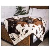 Paw Brands PupProtector Waterproof Dog Blanket - Brown cowhide, Original (60"L x 50"W)