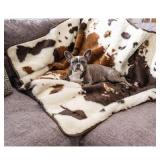 Paw Brands PupProtector Waterproof Dog Blanket - Brown cowhide, Original (60"L x 50"W)