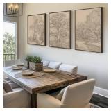 $150 2 PCS!! Large Vintage Framed Neutral Landscape Wall Art for Living Rooms, 2 Piece Retro Big Tree Sketch Botanical Forest Antique Canvas Artwork Set, Rustic Nature Wabi Sabi Art Prints for Hallway