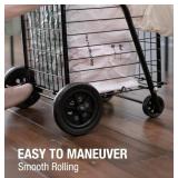 DMI Utility Cart with Wheels to be used for Shopping, Grocery, Laundry and Stair Climber Cart, Weighs 7.5 Pounds but holds up to 90 Pounds, Compact and Foldable, Black
