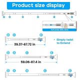 Tension Curtain Rod 40-126.5IN(3.33-10.54Ft) One-Click Fast Extension Rod Easy to Install Black Long Outdoor Curtain Rods No Drilling Never Rust for Window or Shower Patio Diameter 1.26 Inches