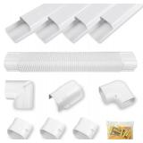 5" 17Ft PVC Decorative Line Set Cover Kit for Ductless Mini Split Air Conditioners 17FT Line Set Cover for Heat Pump System and Central AC(Total Length 17Ft), White