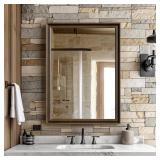 Retro Copper Effect Framed Wall Mirror, 22x30 Rectangle Mirror, Anti-desilvering Tempered Glass, Sustainable& Sturdy Frame, Farmhouse Mirror, Anti-Rust, 3min Fast Setup for Bathroom Living Room