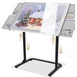 Doerpuz Puzzle Table 1500pcs,Adjustable Height and 90 up Angles Puzzle Board for Saving Storage Space,Aluminum Jigsaw Puzzle Tables for Adults with Drawers