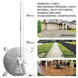 Hourleey 14" Pressure Washer Surface Cleaner, Stainless Steel Surface Cleaner with 4 Wheels for Concrete, Patio, Sidewalk, Deck, Pathway 1/4" Quick Connector, 2 Extension Wand, 4000 PSI