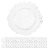 50 Pack White Charger Plates Bulk, 13" Plastic Reef Chargers for Dinner Plates, Round Charger Plate with Floral Reef Design for Dinner Wedding Party Table Setting Decoration