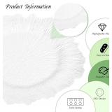 50 Pack White Charger Plates Bulk, 13" Plastic Reef Chargers for Dinner Plates, Round Charger Plate with Floral Reef Design for Dinner Wedding Party Table Setting Decoration