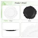 50 Pack White Charger Plates Bulk, 13" Plastic Reef Chargers for Dinner Plates, Round Charger Plate with Floral Reef Design for Dinner Wedding Party Table Setting Decoration