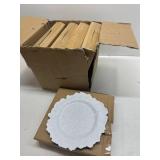 50 Pack White Charger Plates Bulk, 13" Plastic Reef Chargers for Dinner Plates, Round Charger Plate with Floral Reef Design for Dinner Wedding Party Table Setting Decoration