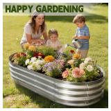 Galvanized Raised Garden Bed Outdoor, Large Raised Bed for Gardening, 4x2x1ft Metal Planter Box for Vegetables, Fruits, Flowers, Easy Assembly with Wing Nuts & Safe Rolled Design, Silver