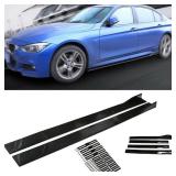 Universal Car Side Skirt Upgrade Three-Section 78.7" Car Rocker Panels Side Skirt Body Kit Extended Split Lip,2pcs,Black