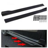 Universal Car Side Skirt Upgrade Three-Section 78.7" Car Rocker Panels Side Skirt Body Kit Extended Split Lip,2pcs,Black