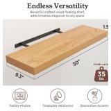 Floating Shelves for Wall, 9.3" Deep Wall Mounted Wood Shelves for Bathroom, Bedroom, Living Room, Kitchen, Hanging Shelf for Books/Storage/Room Decor (Oak, 30")