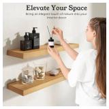 Floating Shelves for Wall, 9.3" Deep Wall Mounted Wood Shelves for Bathroom, Bedroom, Living Room, Kitchen, Hanging Shelf for Books/Storage/Room Decor (Oak, 30")