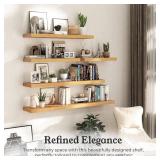 Floating Shelves for Wall, 9.3" Deep Wall Mounted Wood Shelves for Bathroom, Bedroom, Living Room, Kitchen, Hanging Shelf for Books/Storage/Room Decor (Oak, 30")