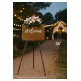 Conda 63" Wooden Tripod Artist Display Easel with Tray, A-Frame Adjustable Easel Stand for Wedding Sign, Foldable Easels for Painting Canvas, Display & Posters